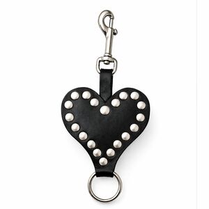 Black Cowhide Leather Gothic Heart Key Charm